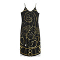 Gold And Black Scorpio Sign Print Jersey Midi Cami Dress