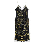 Gold And Black Scorpio Sign Print Jersey Midi Cami Dress