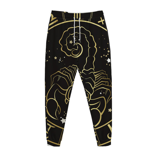Gold And Black Scorpio Sign Print Jogger Pants