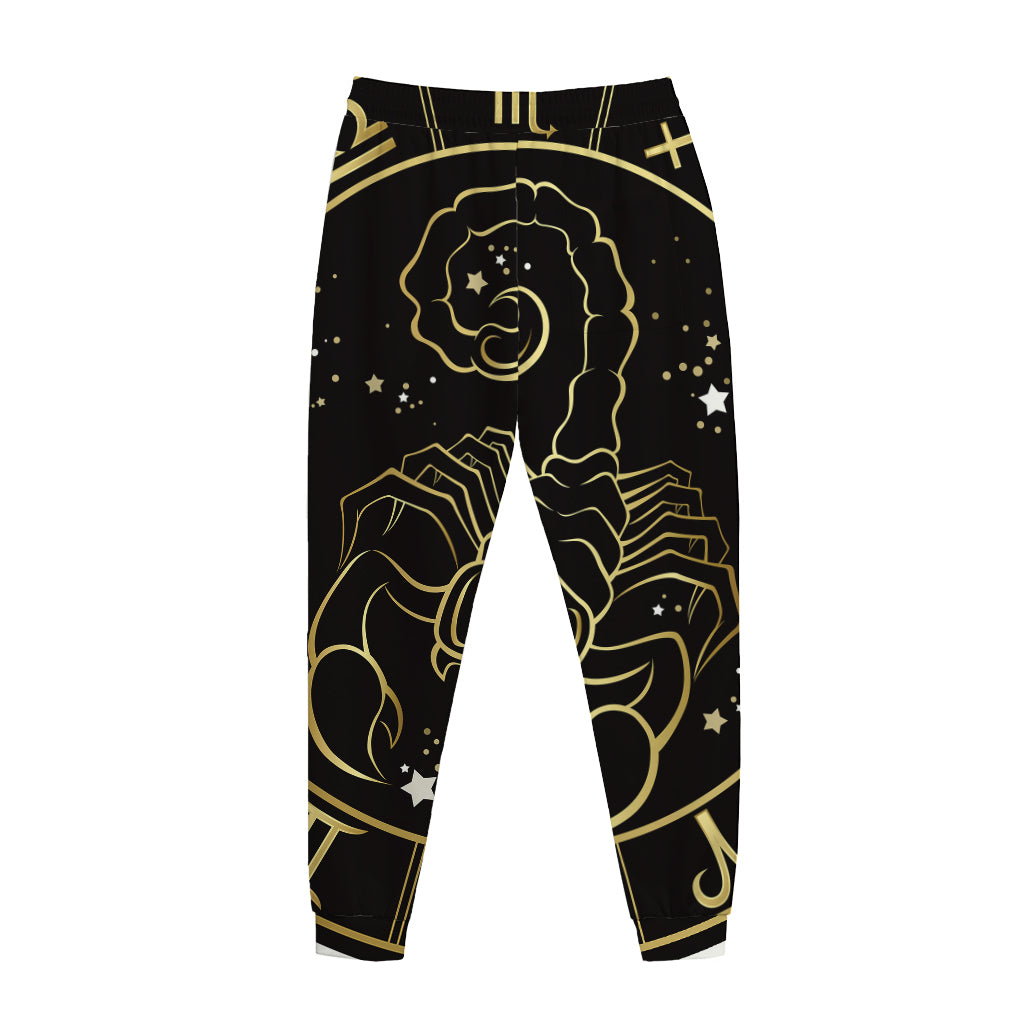 Gold And Black Scorpio Sign Print Jogger Pants