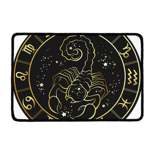 Gold And Black Scorpio Sign Print Kitchen Mat