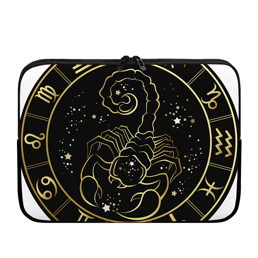 Gold And Black Scorpio Sign Print Laptop Sleeve
