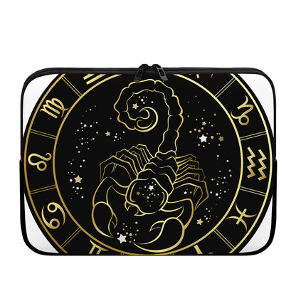Gold And Black Scorpio Sign Print Laptop Sleeve