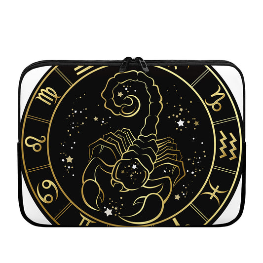 Gold And Black Scorpio Sign Print Laptop Sleeve