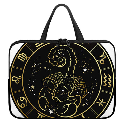 Gold And Black Scorpio Sign Print Laptop Sleeve With Handle