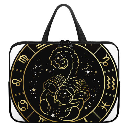Gold And Black Scorpio Sign Print Laptop Sleeve With Handle