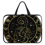 Gold And Black Scorpio Sign Print Laptop Sleeve With Handle
