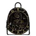 Gold And Black Scorpio Sign Print Leather Backpack