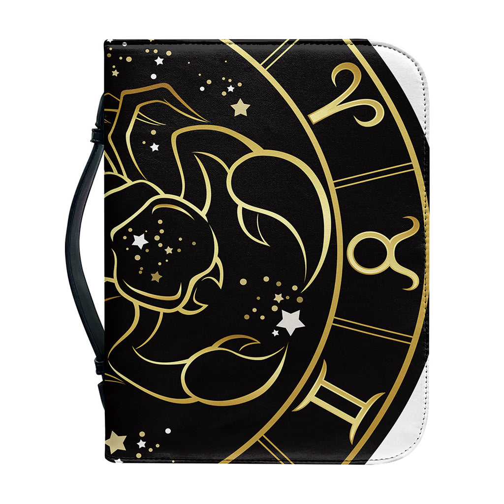 Gold And Black Scorpio Sign Print Leather Bible Cover