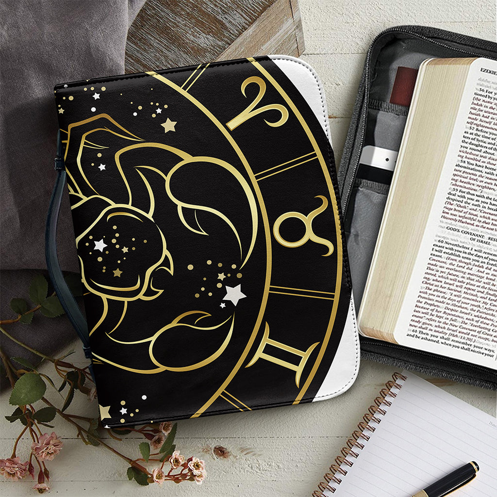 Gold And Black Scorpio Sign Print Leather Bible Cover