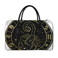 Gold And Black Scorpio Sign Print Leather Duffel Bag