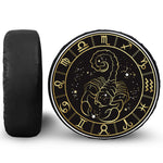 Gold And Black Scorpio Sign Print Leather Spare Tire Cover