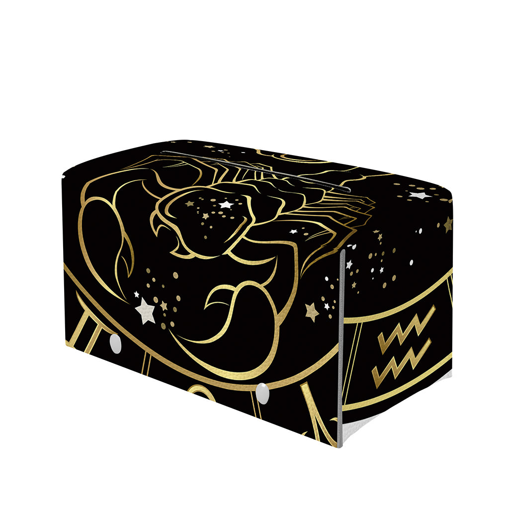 Gold And Black Scorpio Sign Print Leather Tissue Box Cover