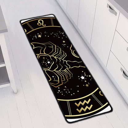 Gold And Black Scorpio Sign Print Long Kitchen Mat