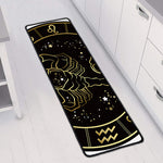 Gold And Black Scorpio Sign Print Long Kitchen Mat