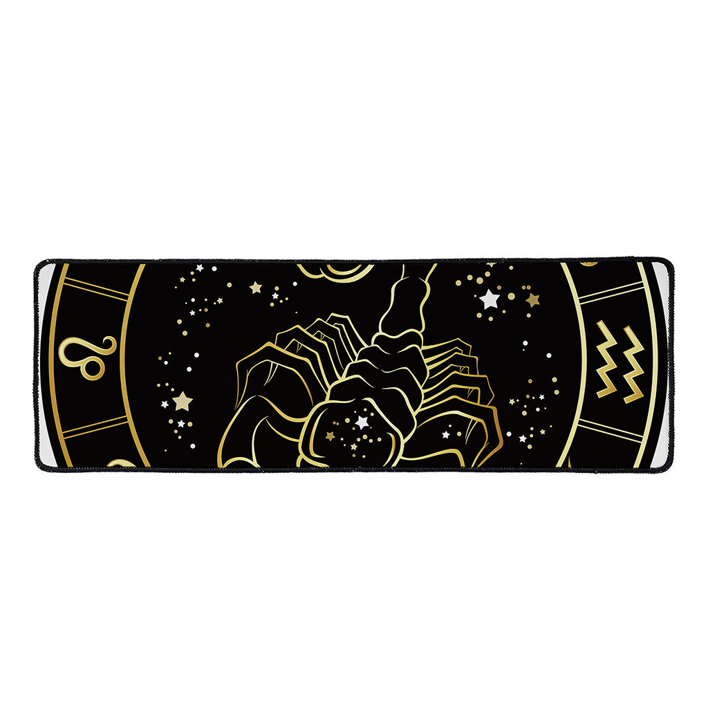 Gold And Black Scorpio Sign Print Long Kitchen Mat