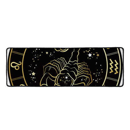 Gold And Black Scorpio Sign Print Long Kitchen Mat