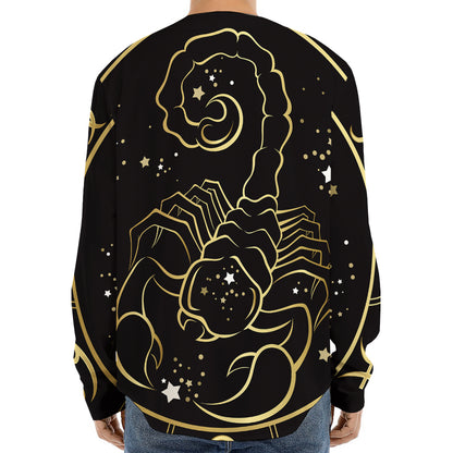 Gold And Black Scorpio Sign Print Long Sleeve Baseball Jersey