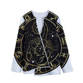 Gold And Black Scorpio Sign Print Long Sleeve Short Coat