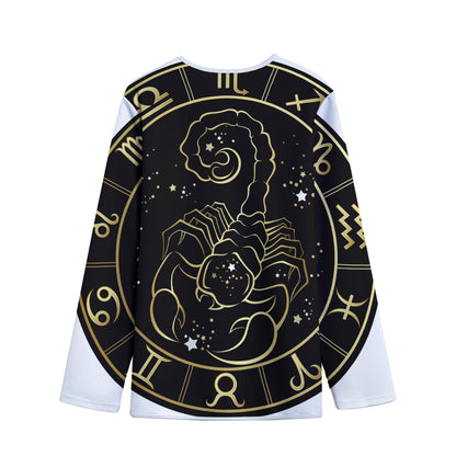 Gold And Black Scorpio Sign Print Long Sleeve Short Coat