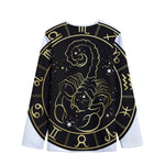 Gold And Black Scorpio Sign Print Long Sleeve Short Coat