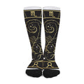 Gold And Black Scorpio Sign Print Long Socks