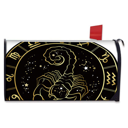 Gold And Black Scorpio Sign Print Mailbox Cover