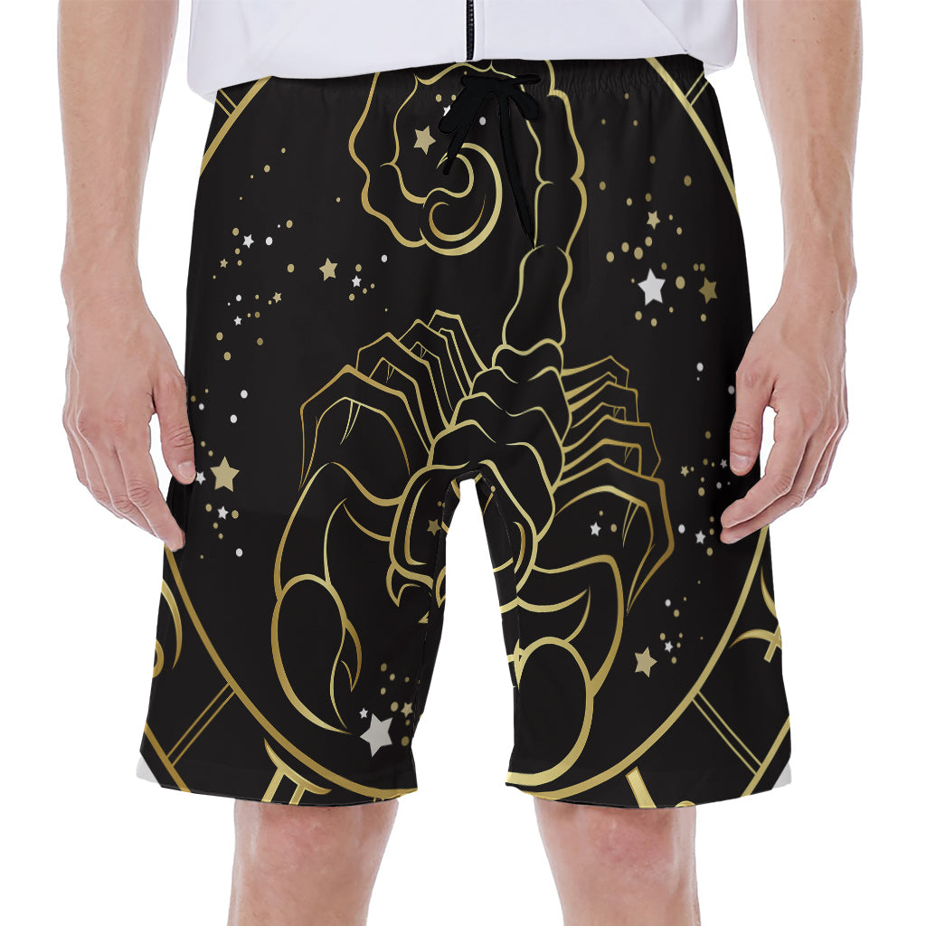 Gold And Black Scorpio Sign Print Men's Beach Shorts