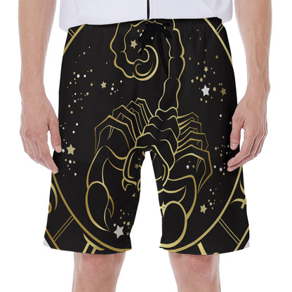Gold And Black Scorpio Sign Print Men's Beach Shorts