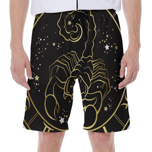 Gold And Black Scorpio Sign Print Men's Beach Shorts