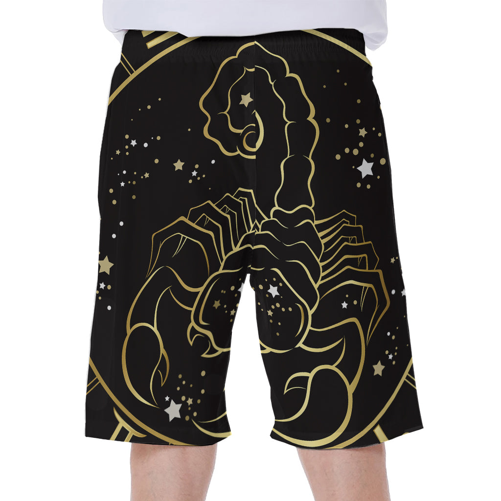 Gold And Black Scorpio Sign Print Men's Beach Shorts