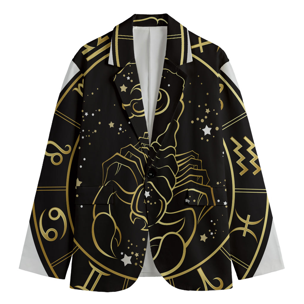 Gold And Black Scorpio Sign Print Men's Blazer