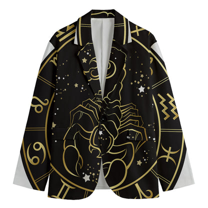 Gold And Black Scorpio Sign Print Men's Blazer