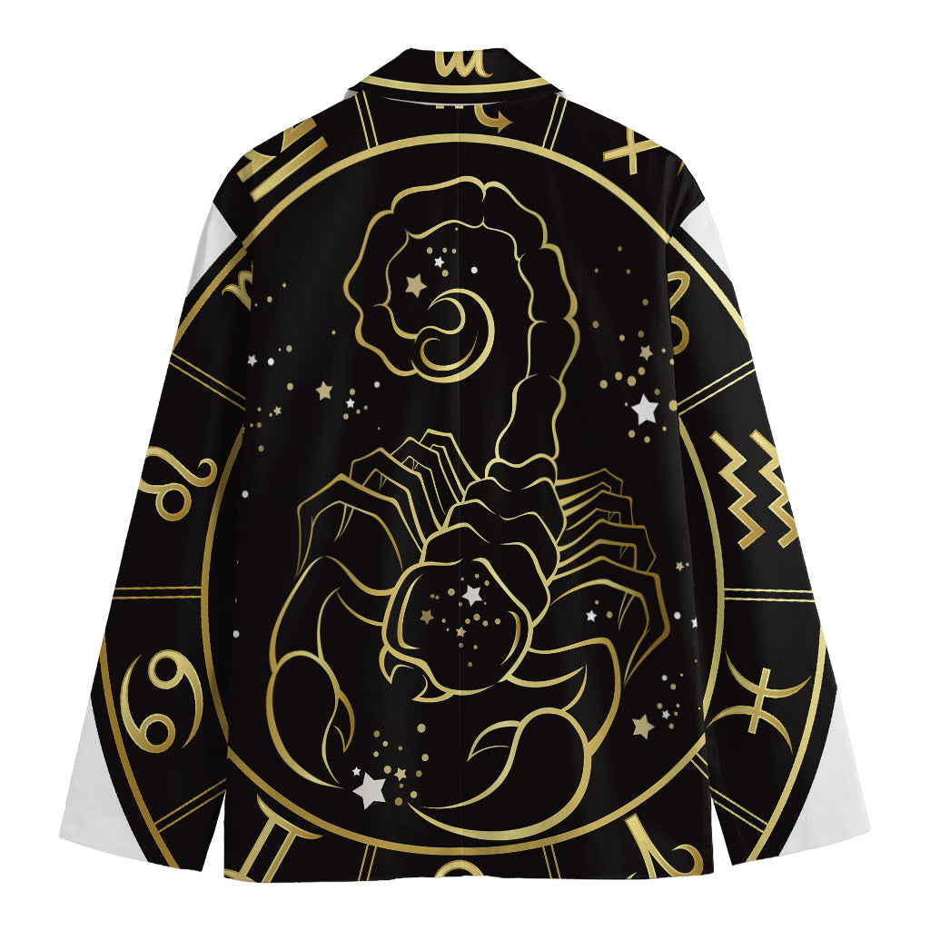 Gold And Black Scorpio Sign Print Men's Blazer