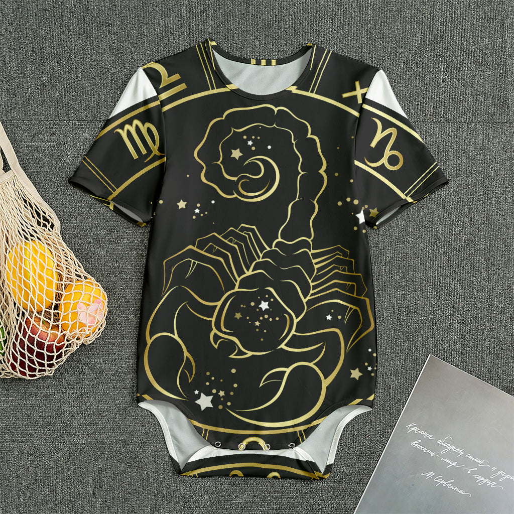 Gold And Black Scorpio Sign Print Men's Bodysuit
