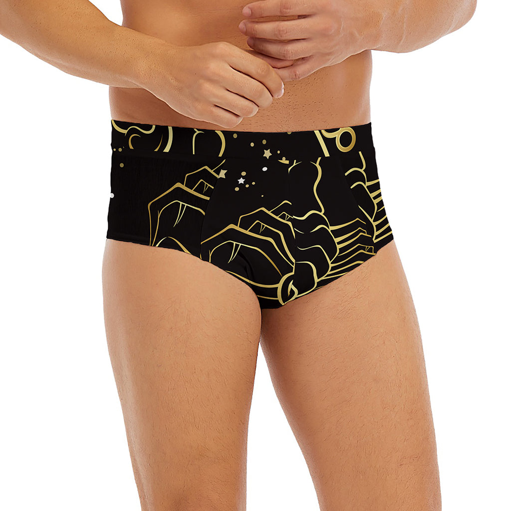 Gold And Black Scorpio Sign Print Men's Briefs