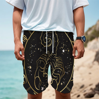 Gold And Black Scorpio Sign Print Men's Cargo Shorts