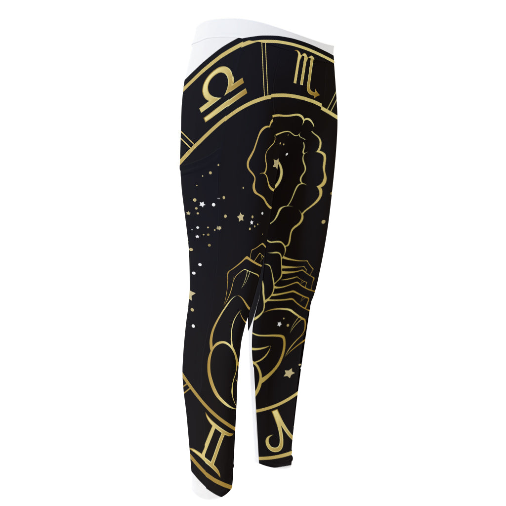 Gold And Black Scorpio Sign Print Men's Compression Pants