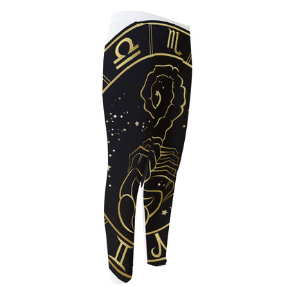 Gold And Black Scorpio Sign Print Men's Compression Pants