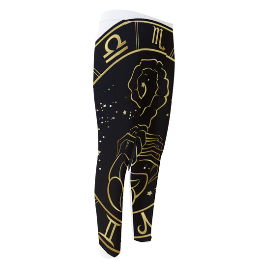 Gold And Black Scorpio Sign Print Men's Compression Pants