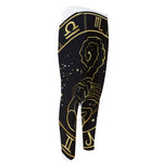 Gold And Black Scorpio Sign Print Men's Compression Pants