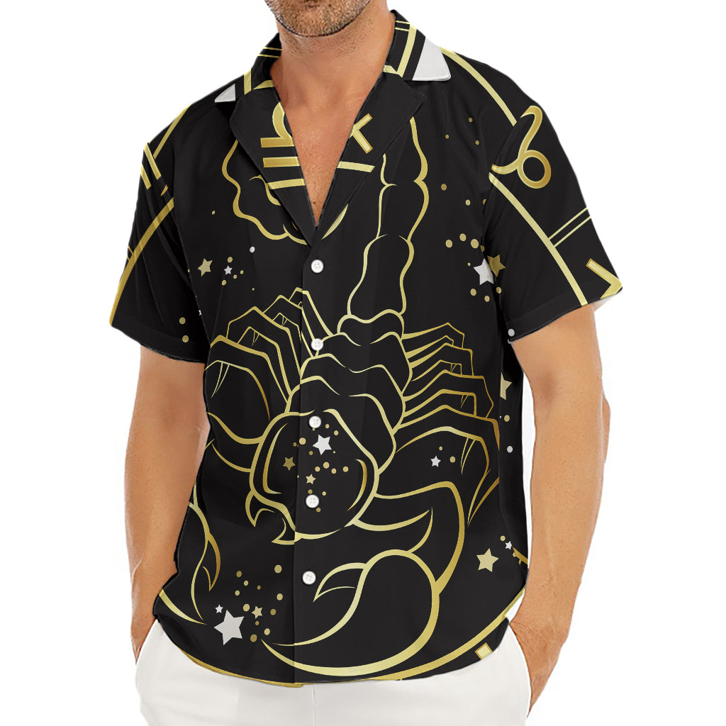 Gold And Black Scorpio Sign Print Men's Deep V-Neck Shirt