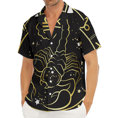 Gold And Black Scorpio Sign Print Men's Deep V-Neck Shirt