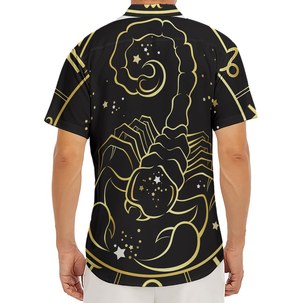 Gold And Black Scorpio Sign Print Men's Deep V-Neck Shirt