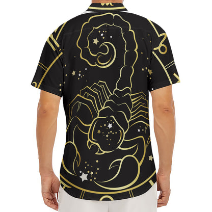 Gold And Black Scorpio Sign Print Men's Deep V-Neck Shirt