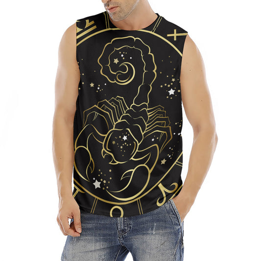 Gold And Black Scorpio Sign Print Men's Fitness Tank Top