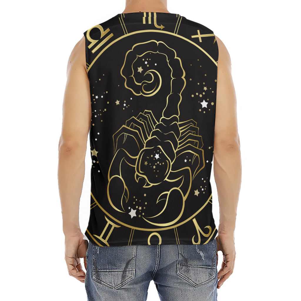 Gold And Black Scorpio Sign Print Men's Fitness Tank Top