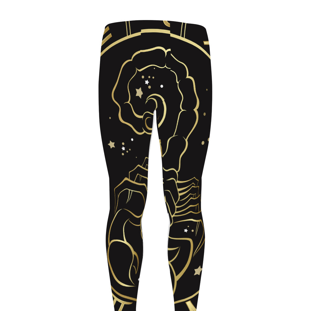 Gold And Black Scorpio Sign Print Men's leggings