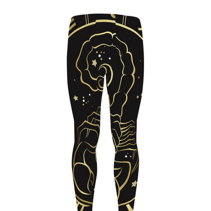 Gold And Black Scorpio Sign Print Men's leggings