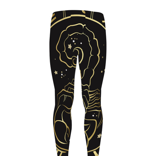 Gold And Black Scorpio Sign Print Men's leggings